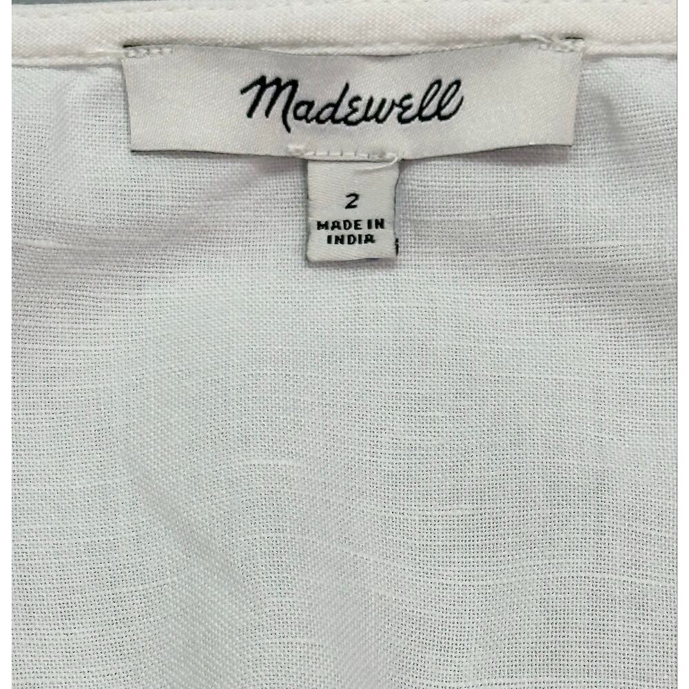 Madewell White Blue Tie Dye Cotton Linen Blend Wrap Maxi Dress Size 2 (Small) - Picture 7 of 13